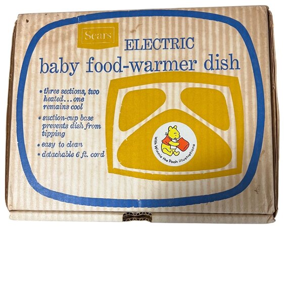 Vintage 1964 Disney Winnie The Pooh Electric Warming Plate With Divider Sections - Picture 7 of 9